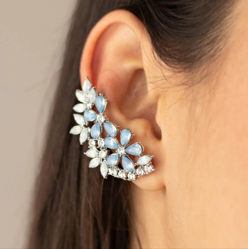 Blue Iridescent Necklace Earrings Holographic Set - Picture 16 of 17